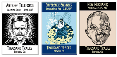 Thousand Trades microbrewery labels