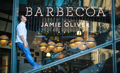 Jamie Oliver outside Barbecoa